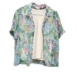 Alfred Dunner Petite Floral Print Sheer Layering Top Blouse Size‎ 10P